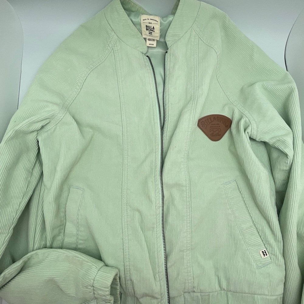 Billabong Women Bomber Corduroy Jacket Size S Light Sage color